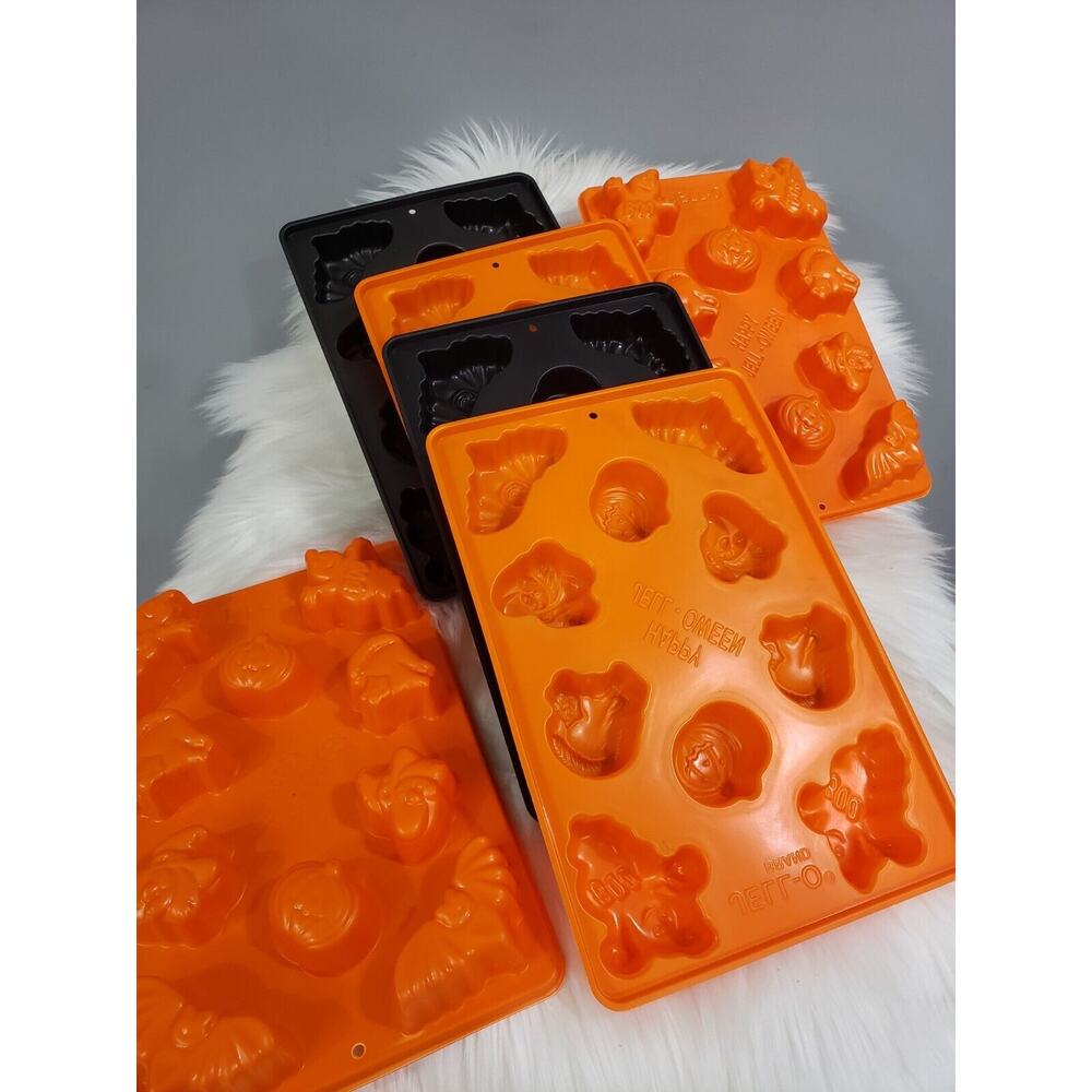 6 Vintage Jell-O‎ Jello Brand Happy Jelloween Halloween Mold Ghost Cat Pumpkin